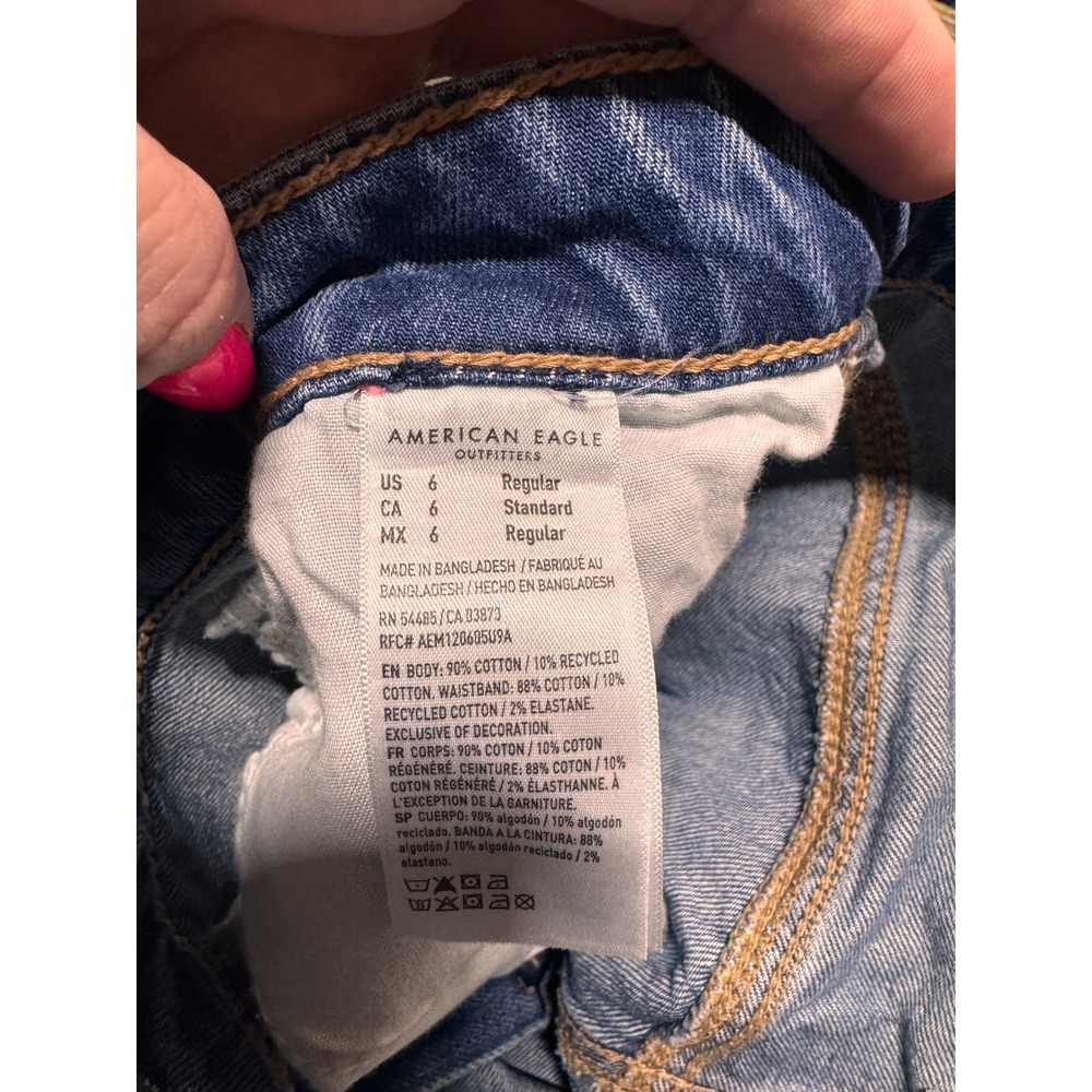 American Eagle A-Line Fit Wide Leg Jeans Womens 6 Medium Wash High Rise Denim - Picture 5 of 5
